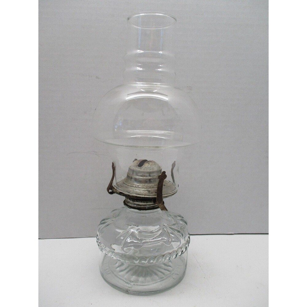 Vintage Glass Oil Lamp Eagle - Working Condition Made In USA 11" Tall